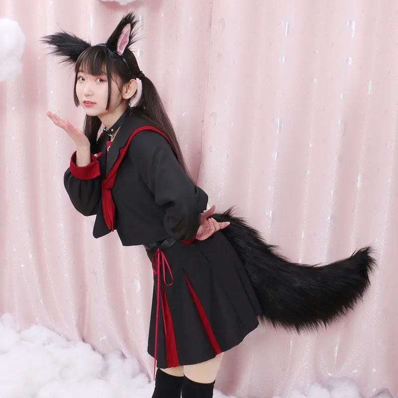 Pluszowe uszy lisia do cosplay, pluszowe uszy wilka, kota, lisie uszy, bestia, spinka do włosów, rekwizyty, zestaw do cosplay dla dziewczyn, uszy lisa, pluszowe ogoniki do włosów.