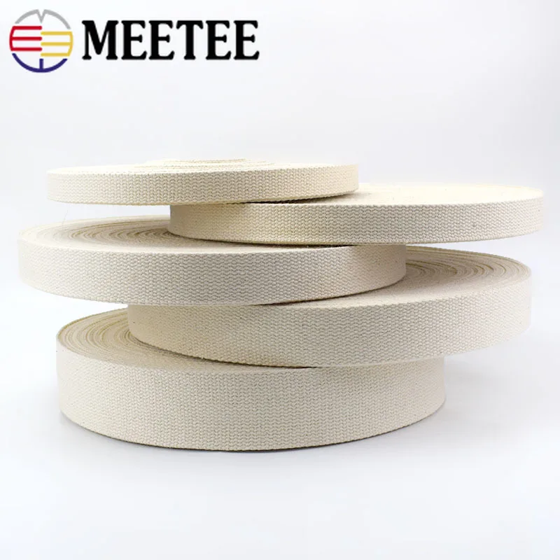 

50Meters 15-50mm Beige Cotton Webbing Canvas Ribbon Bag Strap Backpack Belt Bias Binding Tape DIY Clothes Sewing Accessories