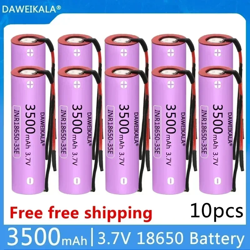 

100% High quality power battery INR18650-35E 3500mAh 18650 li-ion battery 3500mAh rechargeable battery 3.6V INR18650 35E+DIY wir