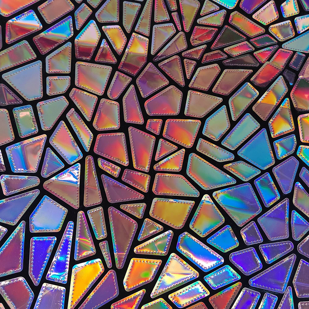 1Yards Geometry Iridescent Sequins Sewing Polyester Flannel Laser Irregular Sequin Velvet Mirror Clothes Sequins For Embroidery