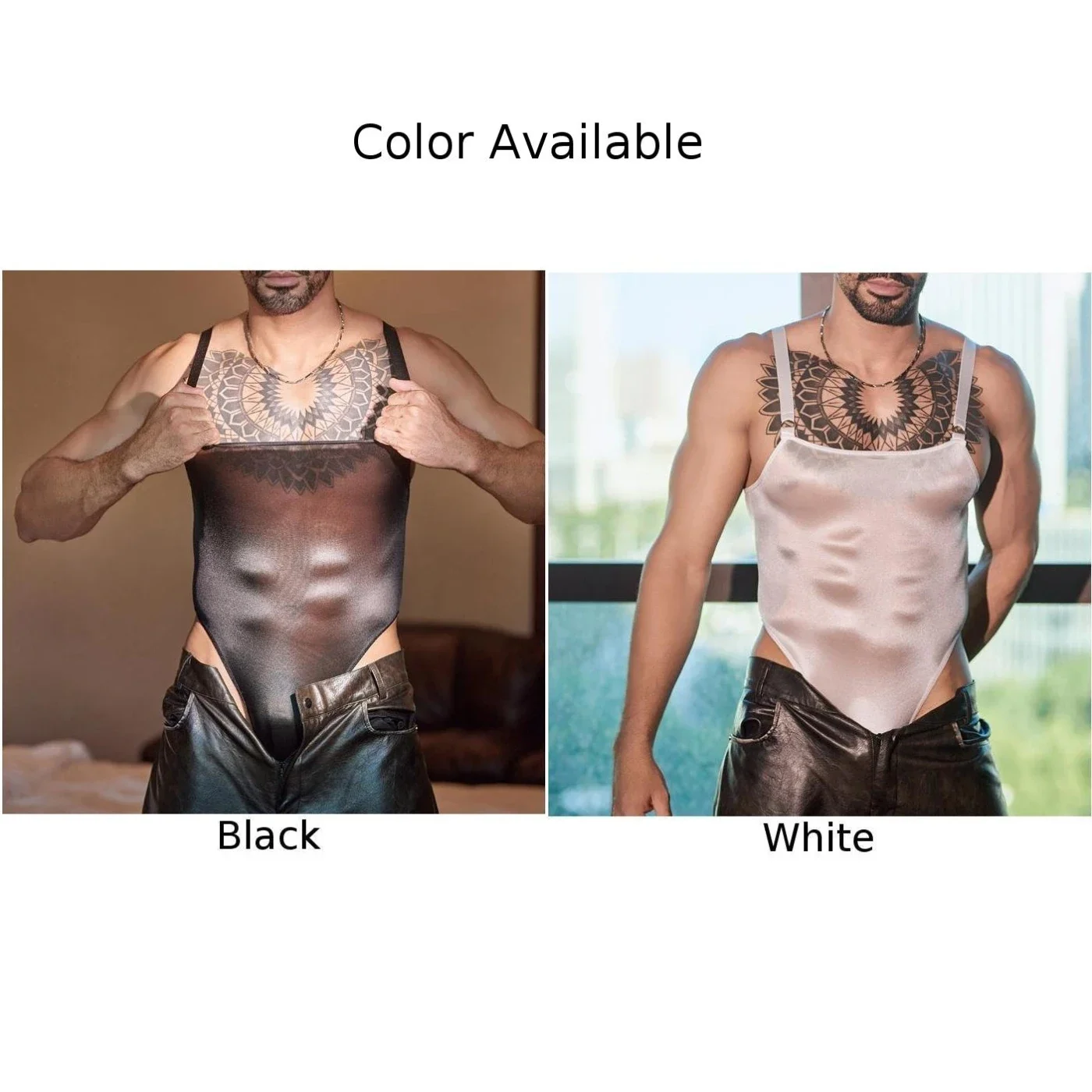 White Men's Leotard Mesh Bodysuit 5 Spandex Fabric 95 Nylon Fabric Brand New Condition Classic Theme For Male Underwear