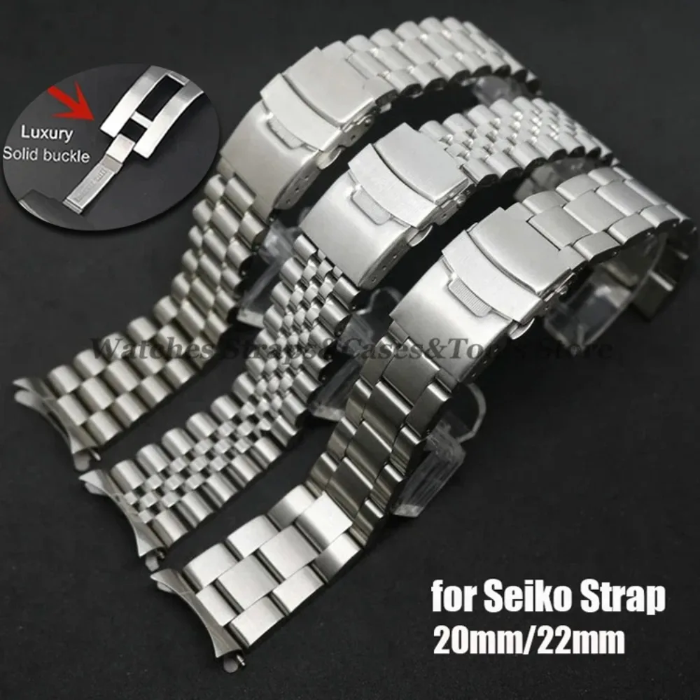 

20mm 22mm 316L Stainless Steel Watch Strap for Seiko SKX007/SKX009 for Jubilee for Oyster Luxury Solid Buckle Curved Bracelets