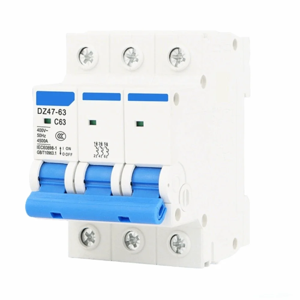 DZ47-63 3P Miniature Circuit Breaker AC 400V 35mm DIN Rail Mini Circuit Breaker 16A 400V Mini Circuit Breaker Power Distribution