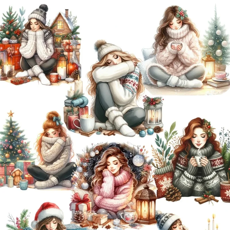 

17 шт. милые рождественские наклейки для покупок Life 2 для канцелярских принадлежностей, украшения для девочек, водонепроницаемые, для журналов и заметок