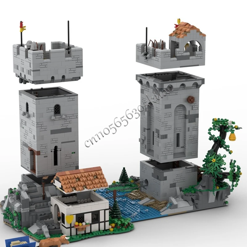 3395 Elementów MOC Średniowieczne Wieże Łańcuchowe Zamek Modularny Model Klocki Zestawy Edukacyjne Składanie DIY Klocki Zabawki Prezenty dla Dzieci