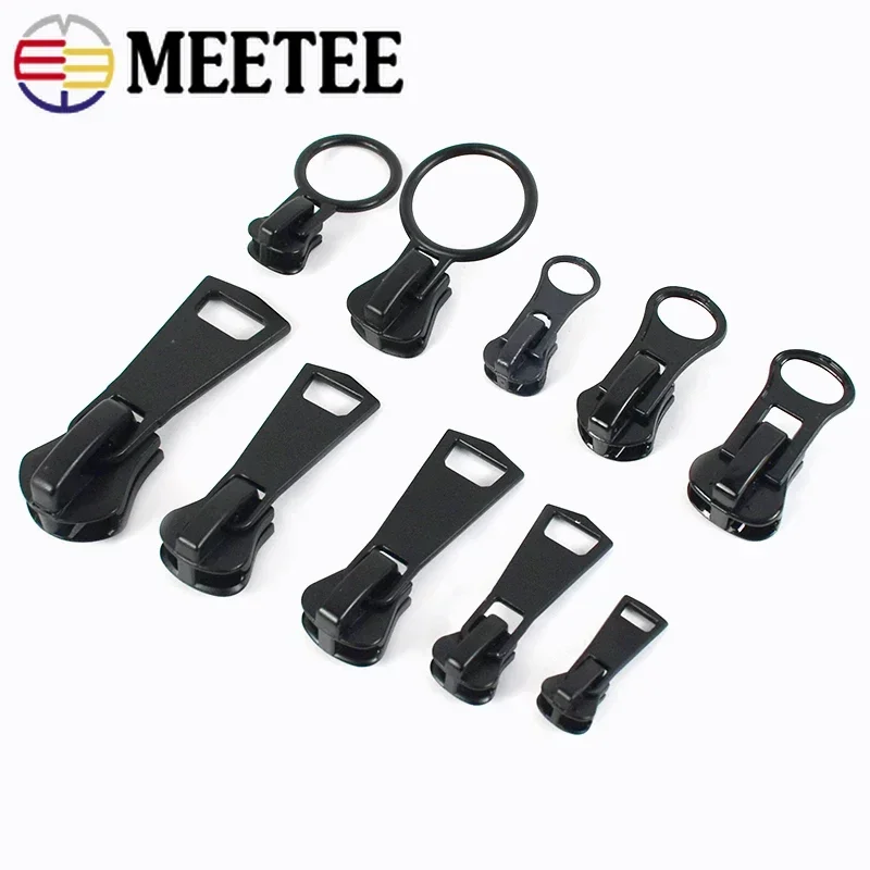 5Pcs 3# 5# 8# 10# 15# Zipper Sliders for Resin Zippers Tape Bag Zips Heads Pulls Clothes Repair Kit DIY Sewing Accessories