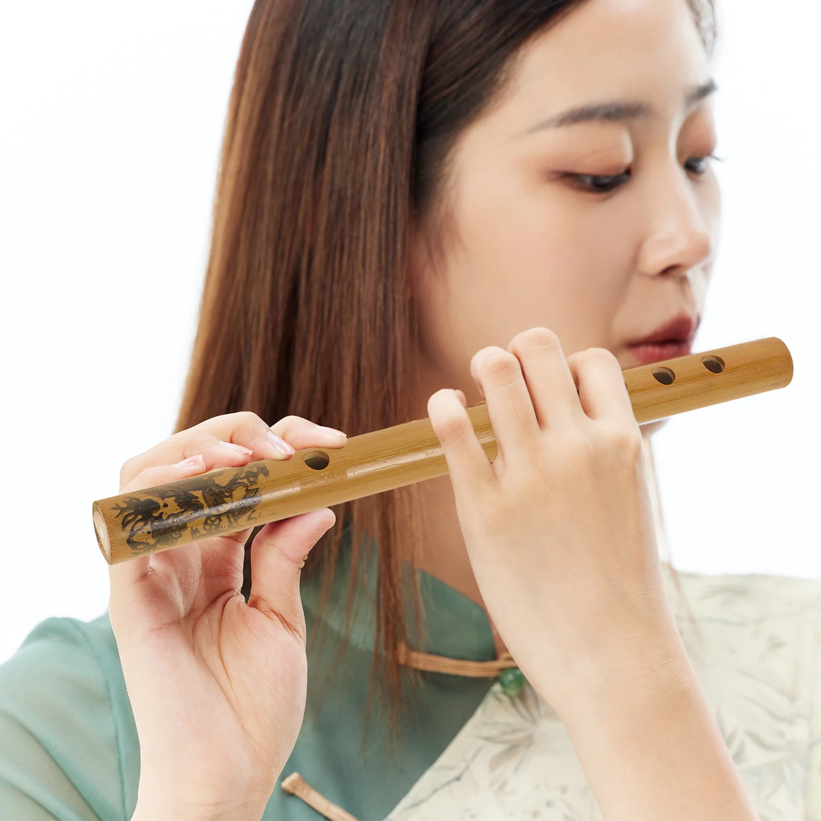 

Bamboo Vertical Flute Chinese Clarinet 6 Hole Student Wind Instrument Portable for Performance Practice Wind Instrument