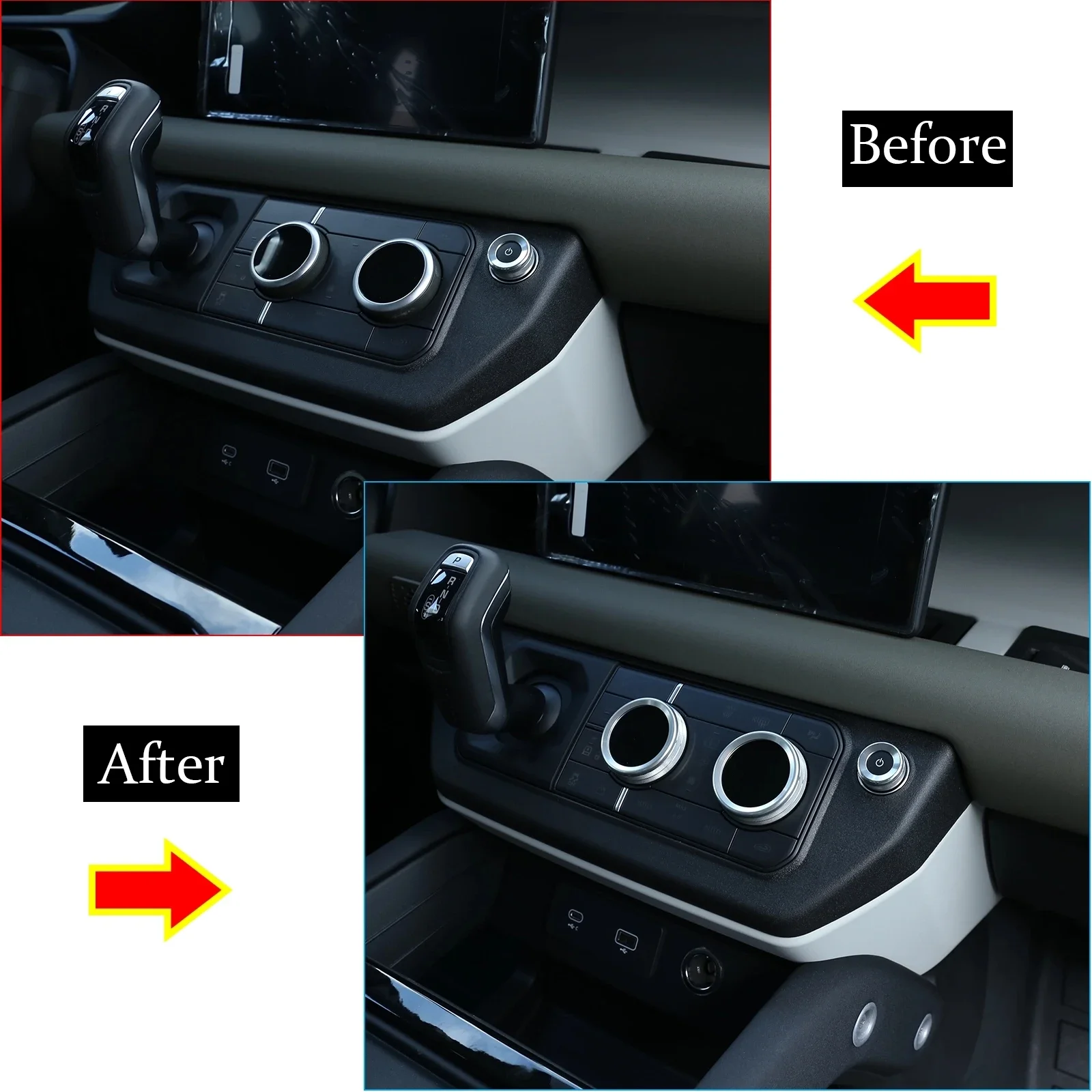 Per il 2020-2024 Land Rover Defender 90 110 in lega di alluminio auto di controllo centrale del condizionatore d'aria manopola del volume copertura adesivo ricambi auto