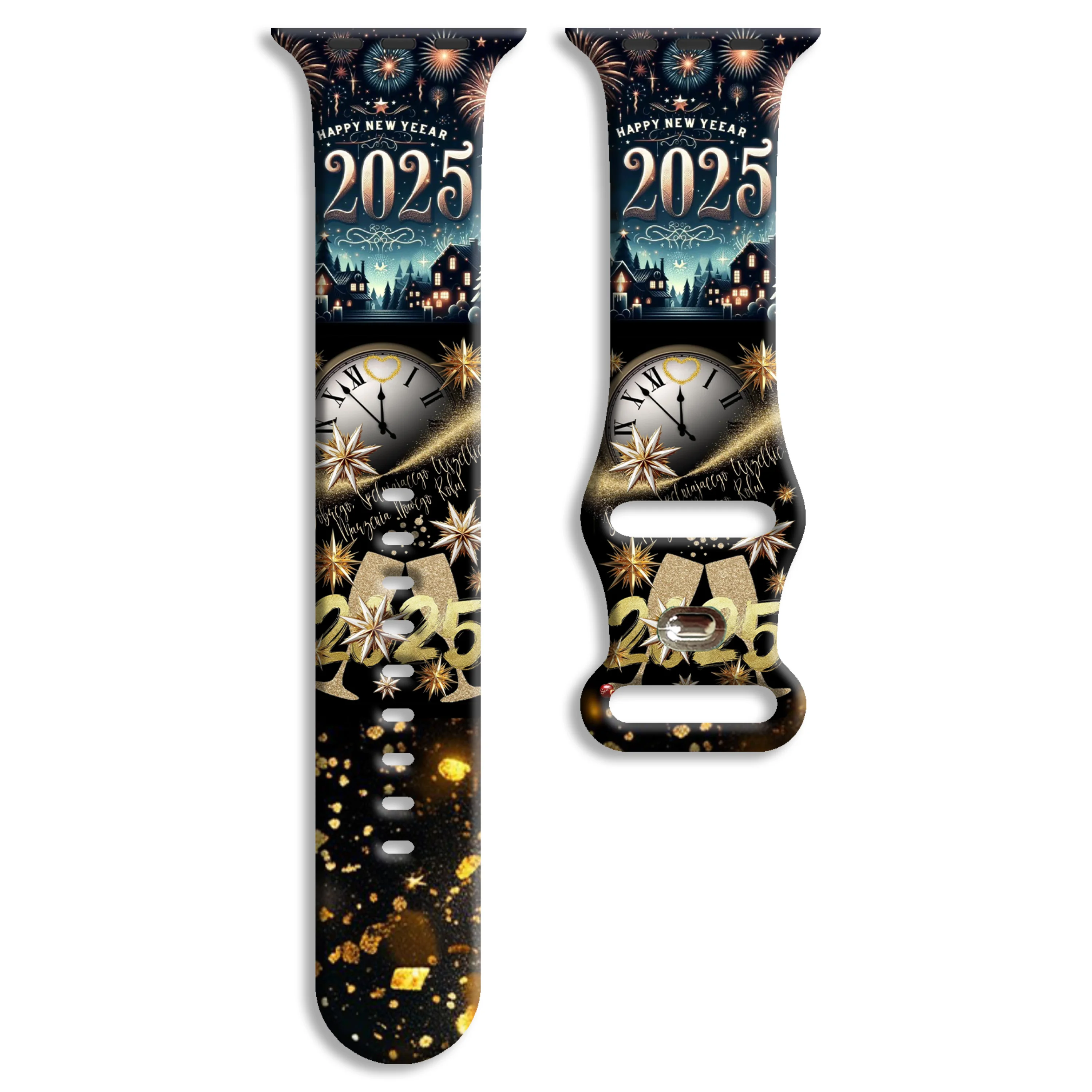 

New Year Series Printed Strap for Apple Watch 10 9 8 Silicone Band Replaceable Bracelet for iWatch 46mm 44mm 41mm 40mm Watchband