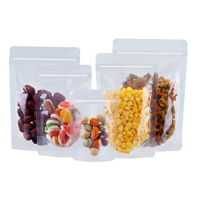 StoBag Transparent Food Packaging Ziplock Bags Clear Stand Up for Candy Tea Dried Fruit Snack Nuts Storage Reusable Pouches