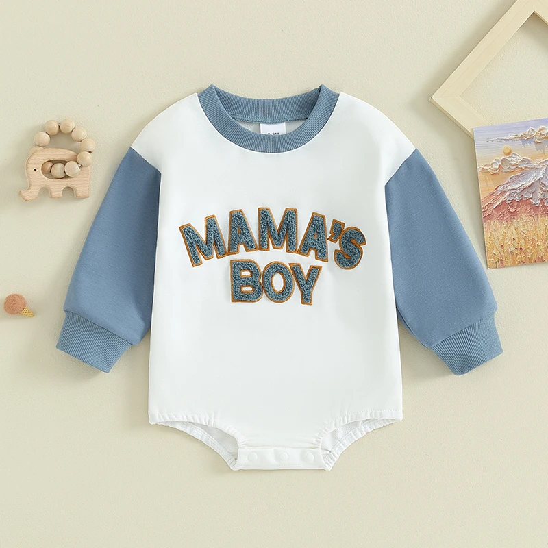 2023-10-05 Lioraitiin 0-18M Baby Boy Sweatshirt Romper Letter Pattern Long Sleeve Jumpsuit for Infant Toddler Fall Outfit