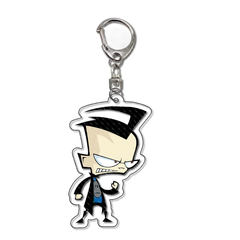 Invader Zim Keychain Clear Acrylic Key Chain Pendant Accessories Cartoon Key Ring