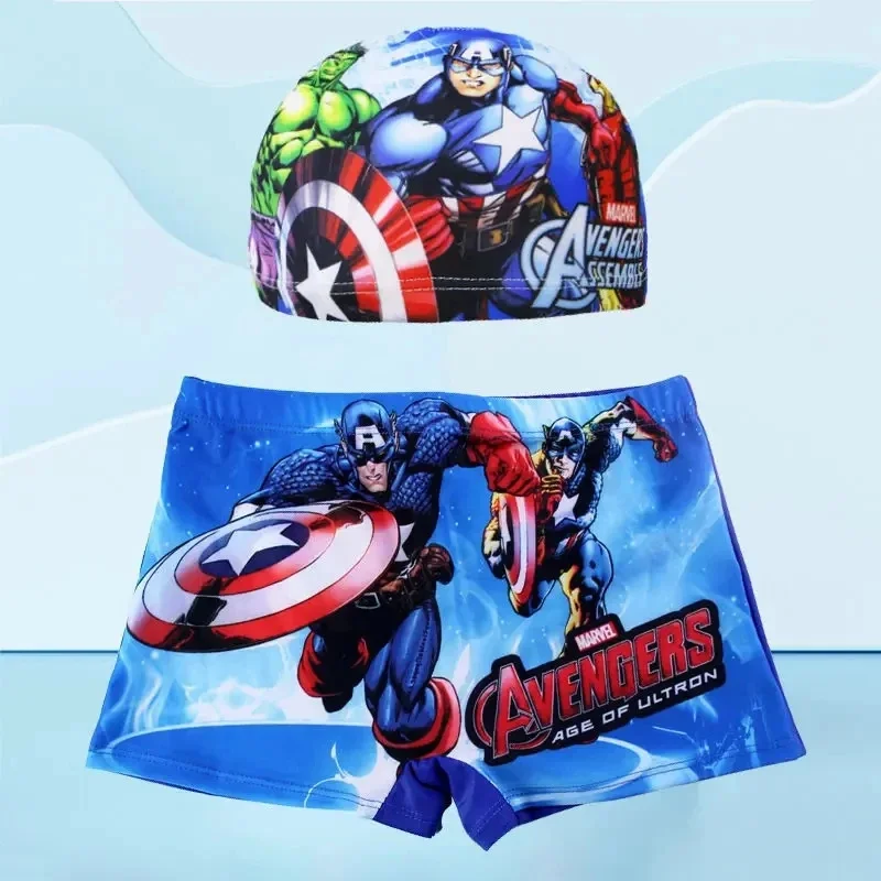 The Avengers Spiderman boys Swimwear Pants Cap Set Kids costume da bagno Shorts Cartoon Spiderman kids costume da bagno occhiali regalo