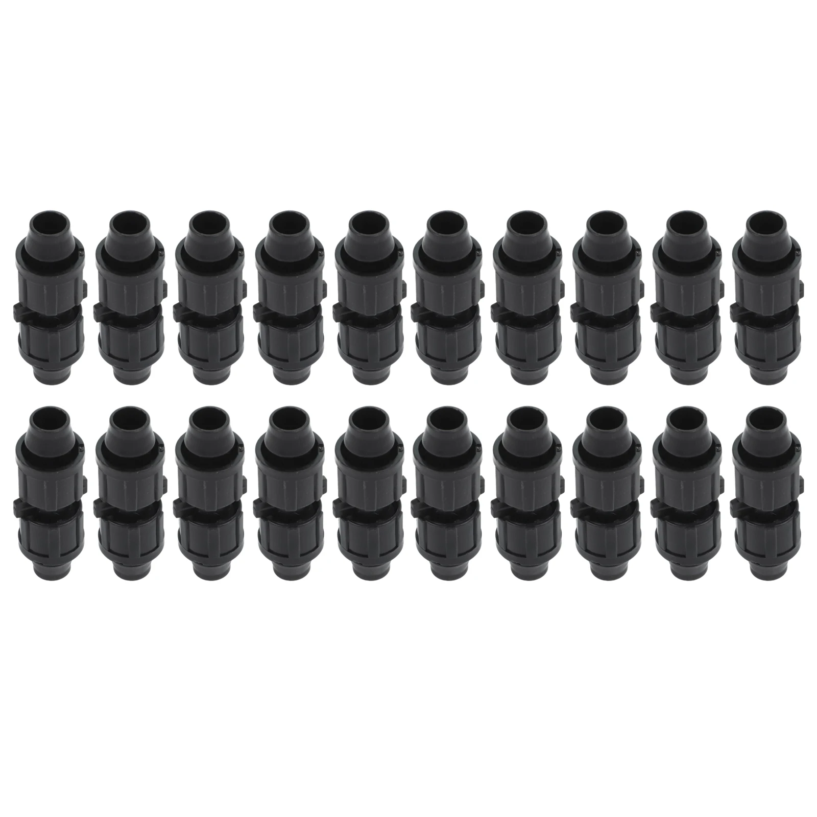 20PC Drip Tape Coupling for 58mm Tape Applications Featuring PE Construction and Repeatable Connection Performance