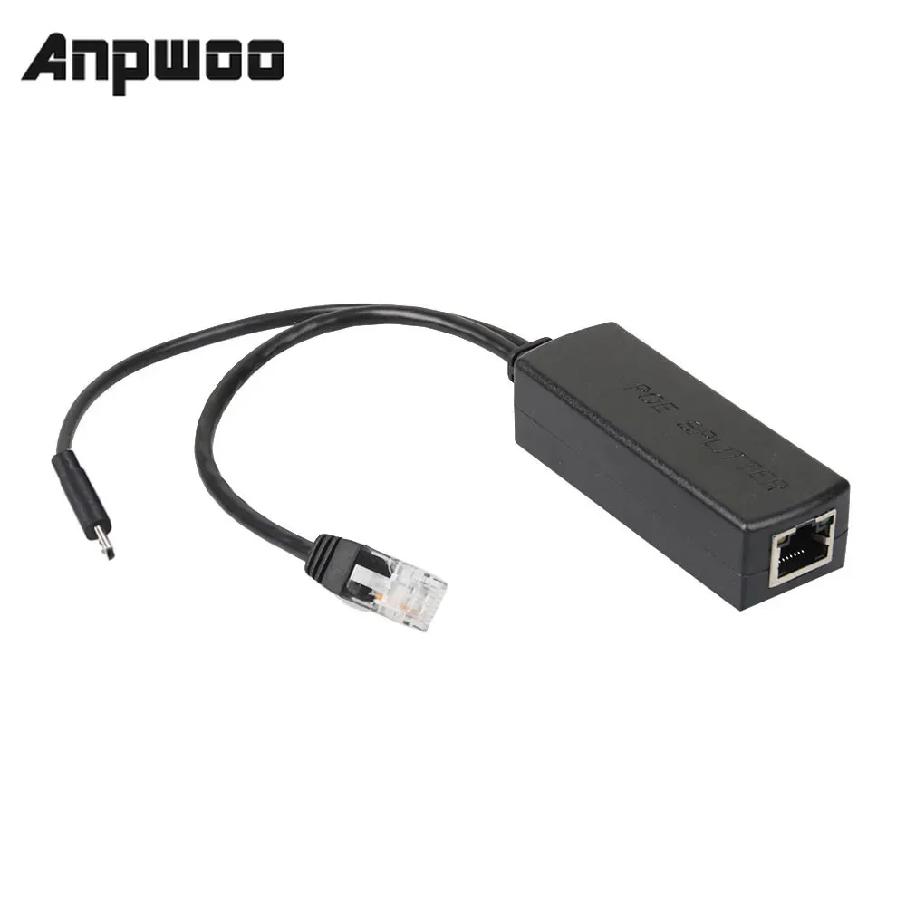 ANPWOO IEEE 802.3af Micro USB Active PoE Splitter Power Over Ethernet 48V To 5V 2.4A for Tablet Dropcam or Raspberry Pi