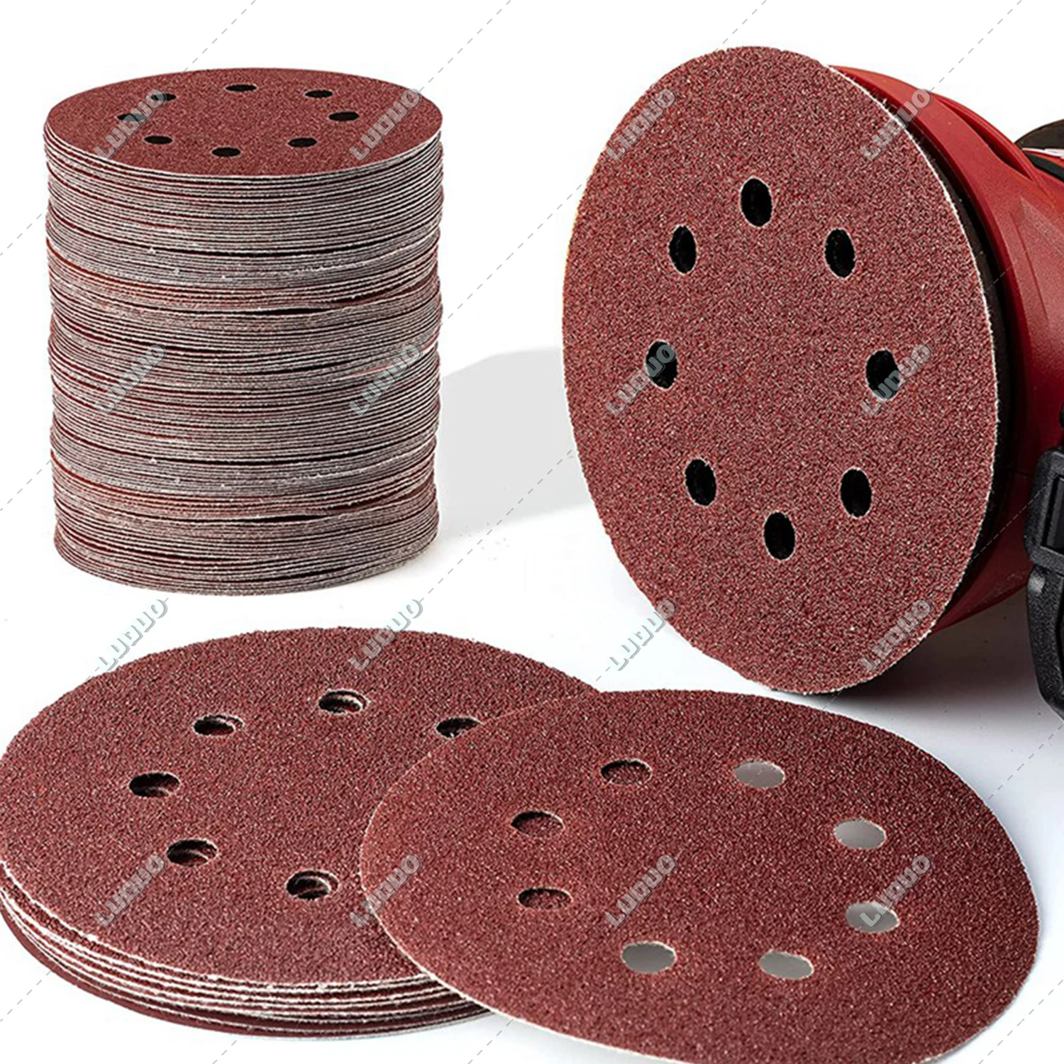 5 Inch 30PCS Round Sandpaper 8 Hole Sanding Disc Metal Auto Wood Car Wheel Restoration Polishing Kit 60#-5000# Grit Sand Sheet