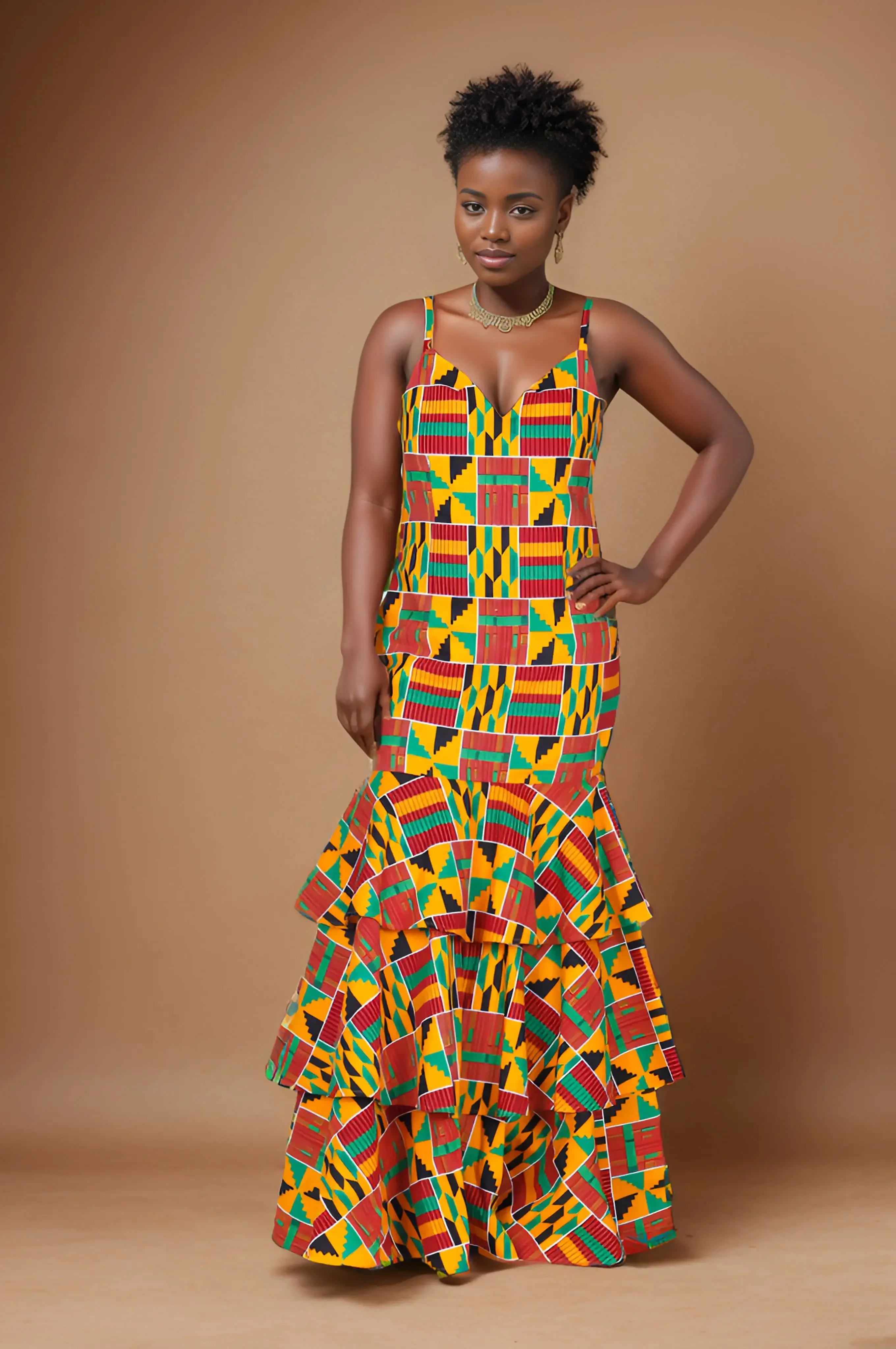 African Dresses Lady Sexy Party Sleeveless Slim Hip Pleated Wedding Clothing Fashion KG913