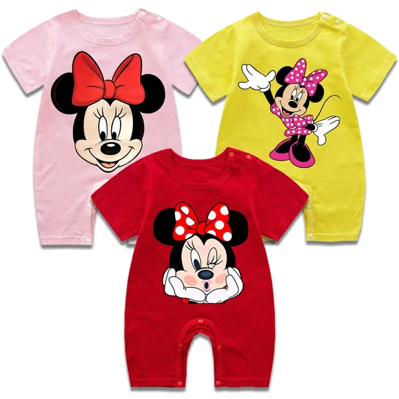 Summer Baby Romper Cartoon Minnie Mouse Short Sleeve Baby Clothing One Piece Summer Boy Girl Clothes Jumpsuits Infant Pajamas