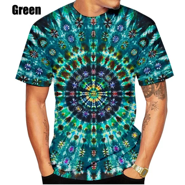 

Vintage T Shirts For Men Tie Dye Pattern 3D Printed Short Sleeve Fashion Oversized T-shirt Casual Men's Clothing