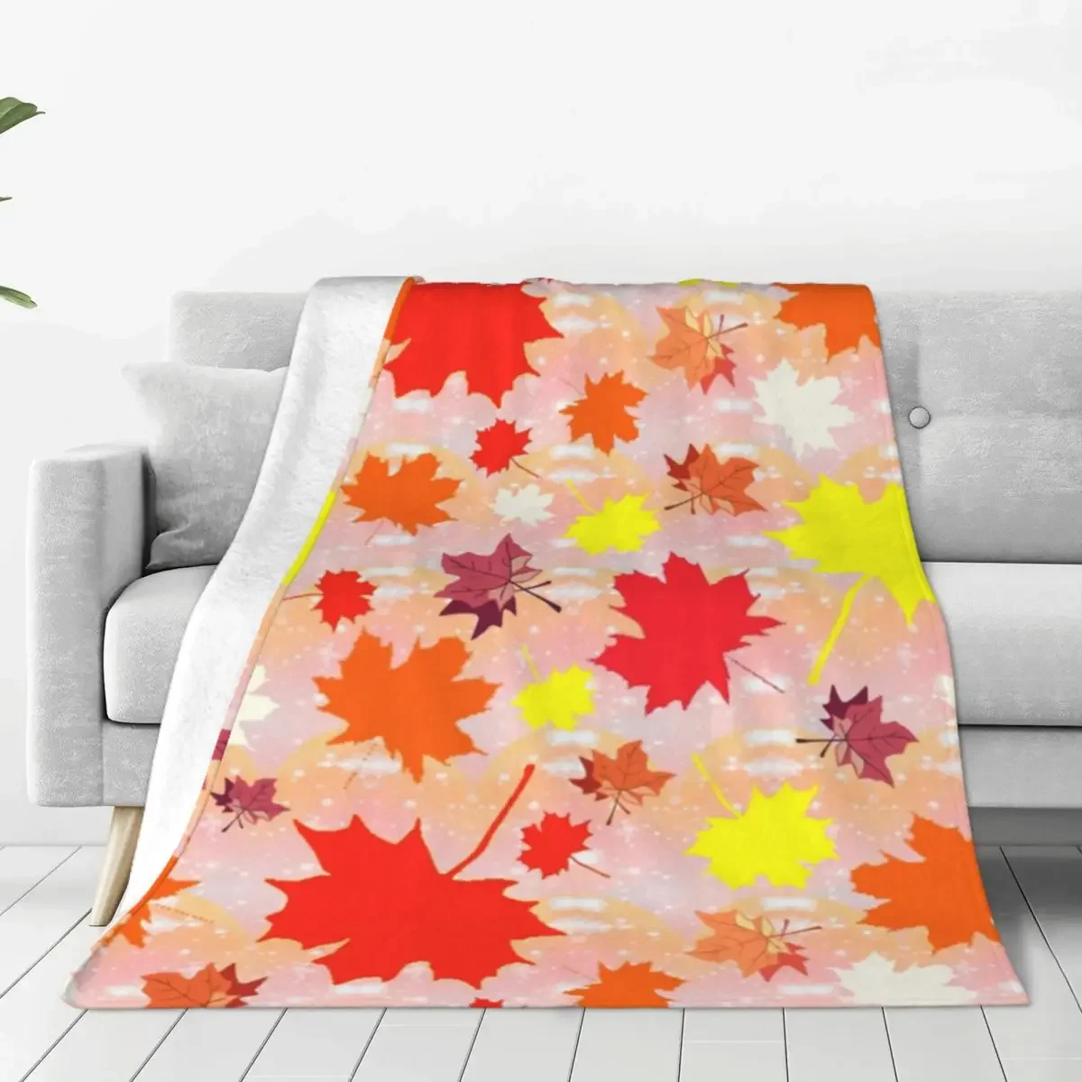 

Colorful Maple Leaves Blanket Leaf Flannel Funny Warm Throw Blanket for Home Spring Autumn