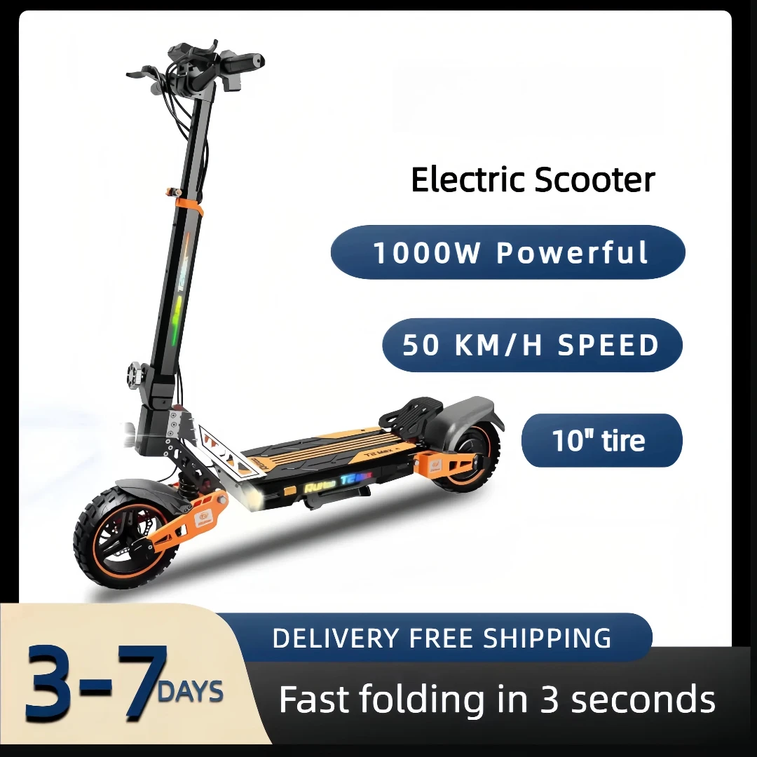 

Electric Scooter for Adults, 1000W Motor, 48V 20.8Ah Battery, 31 Miles Range, 10" Off-Road Tires, Foldable E Scooter with LED Display and Disc Brake