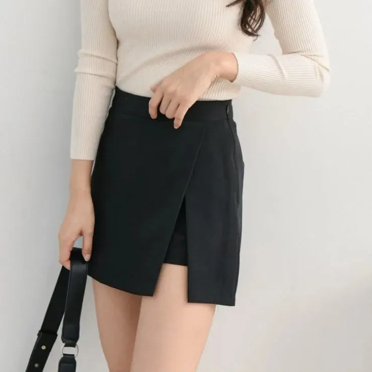 Damenrock mit hoher Taille, A-Linie, lässig, vielseitig, sexy, mit Schlitz, Hüftrock für alle Jahreszeiten – Detail 4