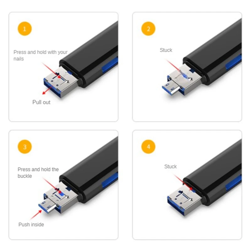 Memory Card Reader Adapter, Acessórios do Telefone Móvel, 5 em 1, USB 2.0, Tipo C, Micro USB, TF, SD, OTG