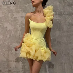 OEING Hoco Prom Dress Elegant Flowers Ruffles Short Party Dresses One Shoulder Homecoming Dress Vestidos De Fiesta Customized