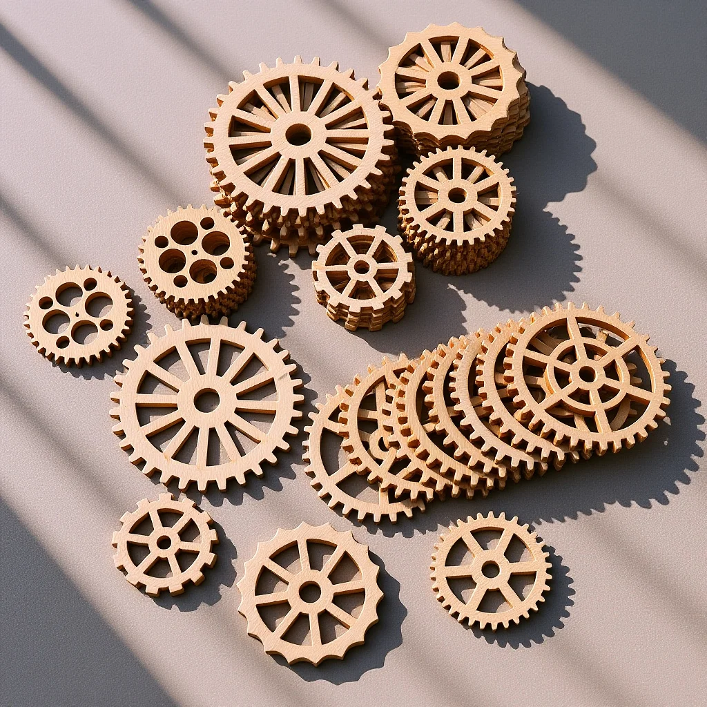 

50Pcs Wood Gear Pendant Hanging Craft Ornament Natural Wooden Slices for DIY Painting Wedding Centerpiece Home Bedroom