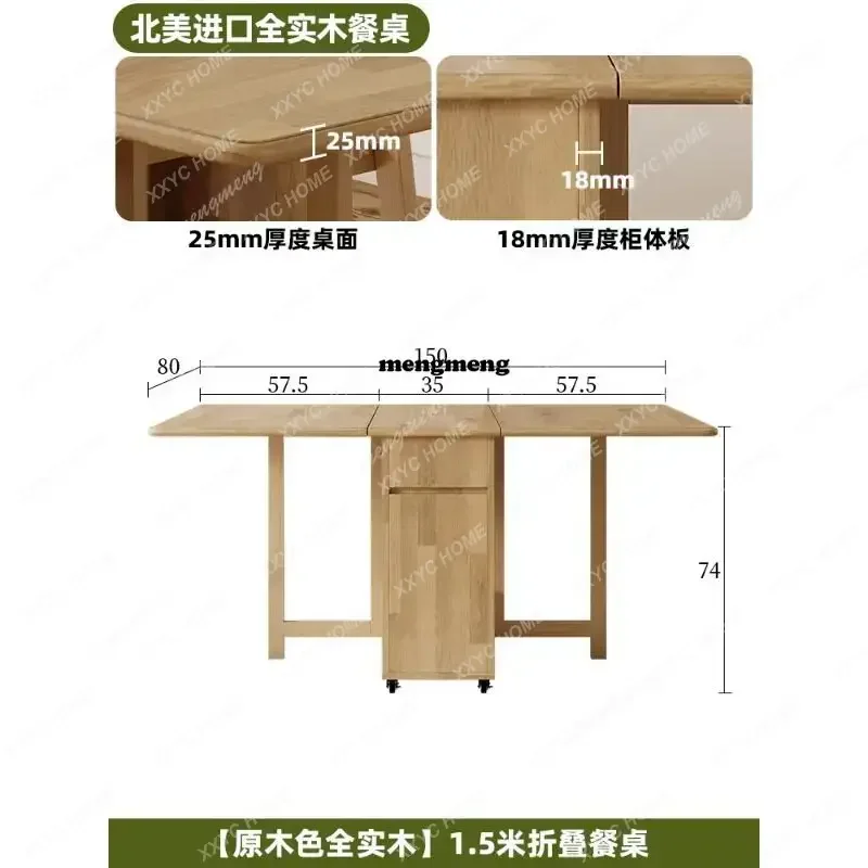 A Solid Wood Extendable Folding Dining Table Set - Scandinavian Modern for Small Space, Compact Home Kitchen Table Furniture