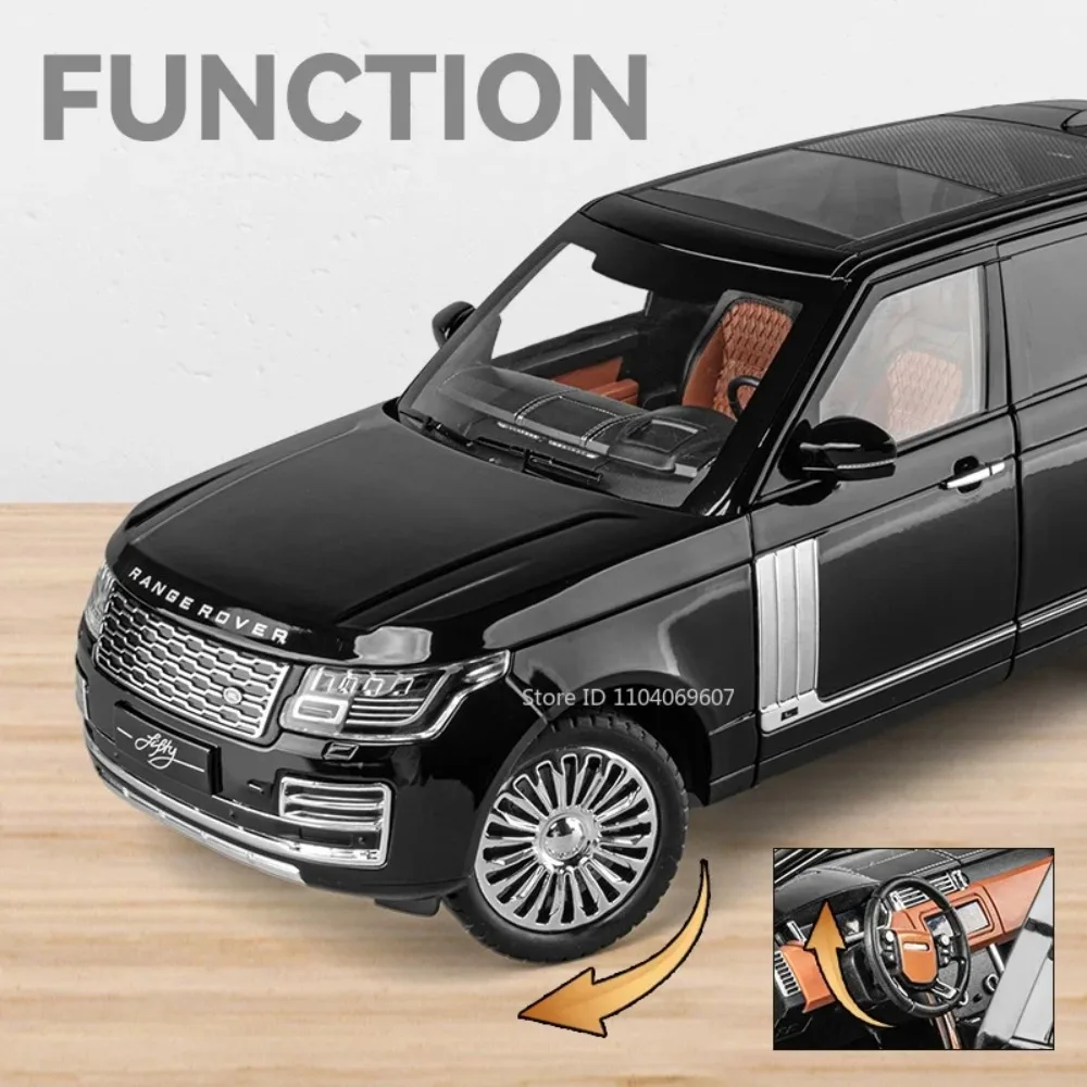 Large Size 1:18 Range Rover Model Car Toy Alloy Diecast Sound & Light Suv Off-road Vehicle Miniature Models for Kids Presents