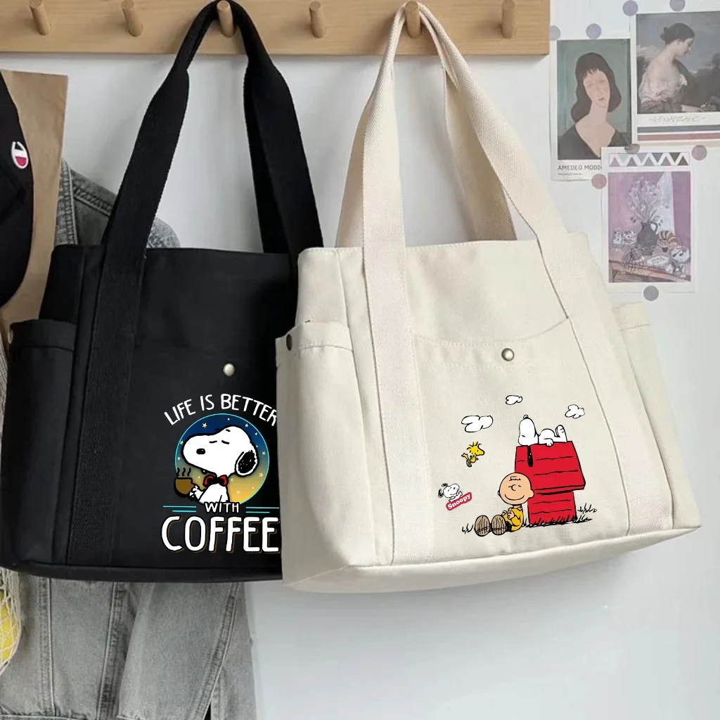 

Snoopys Peanut Cartoon Women's Shoulde Bags Lady Tote Bag Canvas Tote Bag Female Trendy Cotton Anime Girl Hand Bag Satchel Gifts