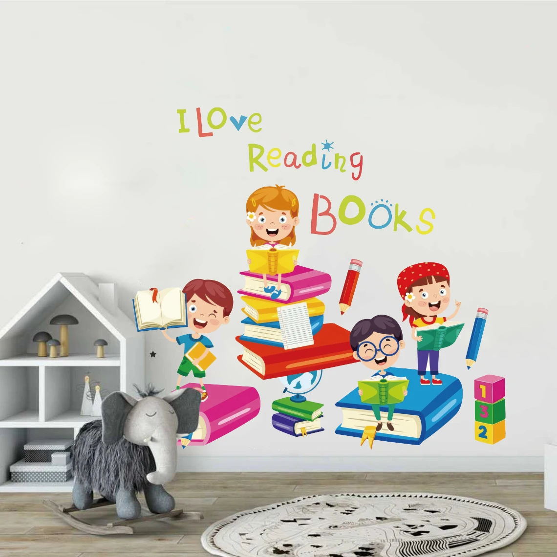 Reading Books Wall Decals,Inspirational Quote Wall Sticker Educational Reading Nook Library Classroom Motiavtional Wall Decal