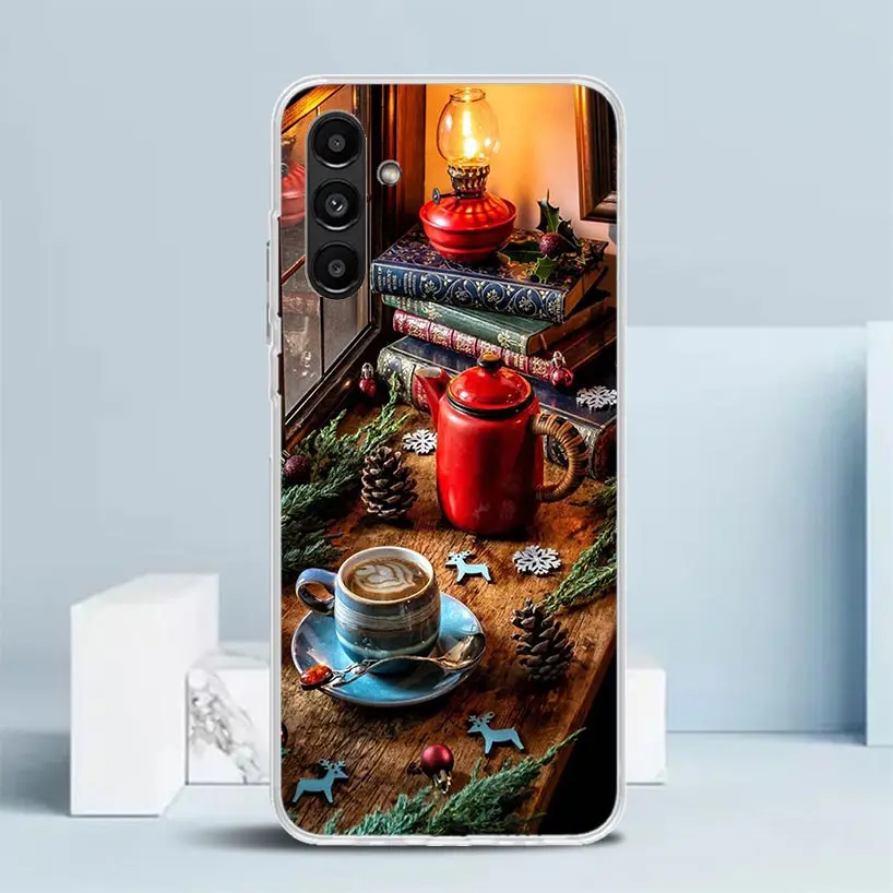 Winter Coffee Christmas Phone Case For Samsung Galaxy A15 A14 A13 A12 A55 A54 A53 A52 A35 A34 A33 A32 A25 A24 A23 A22 A04S A03S