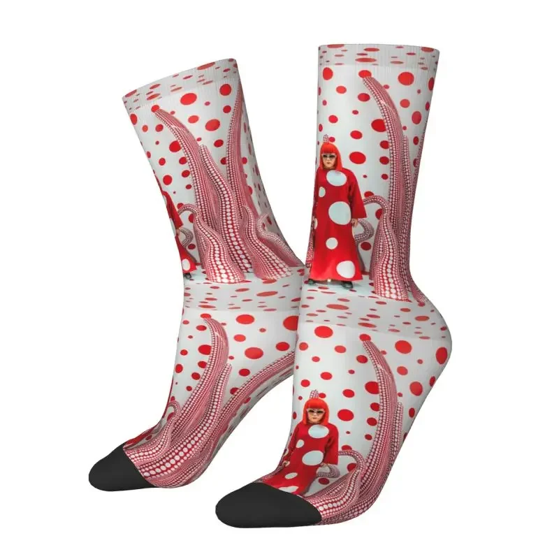 Calcetines de arte Yayoi Kusama para hombre y mujer, medias deportivas cálidas con estampado 3D de calabaza abstracta, para fútbol