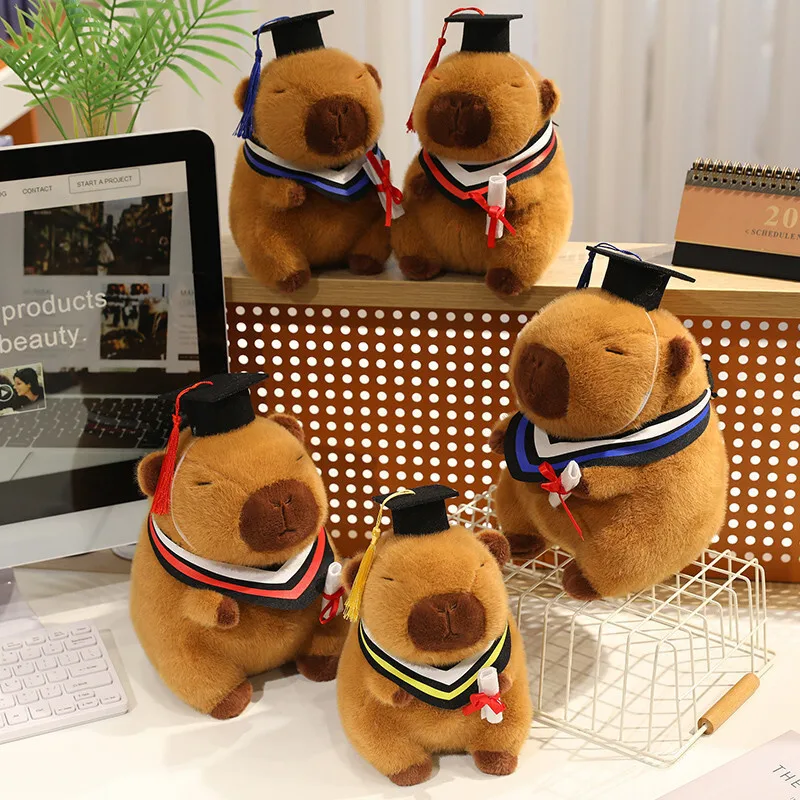 귀여운 졸업 박사 Capybara 봉제 인형 사랑스러운 생일 결혼식 Capybara 박제 장난감 장식 멘토 친구를위한 졸업 선물