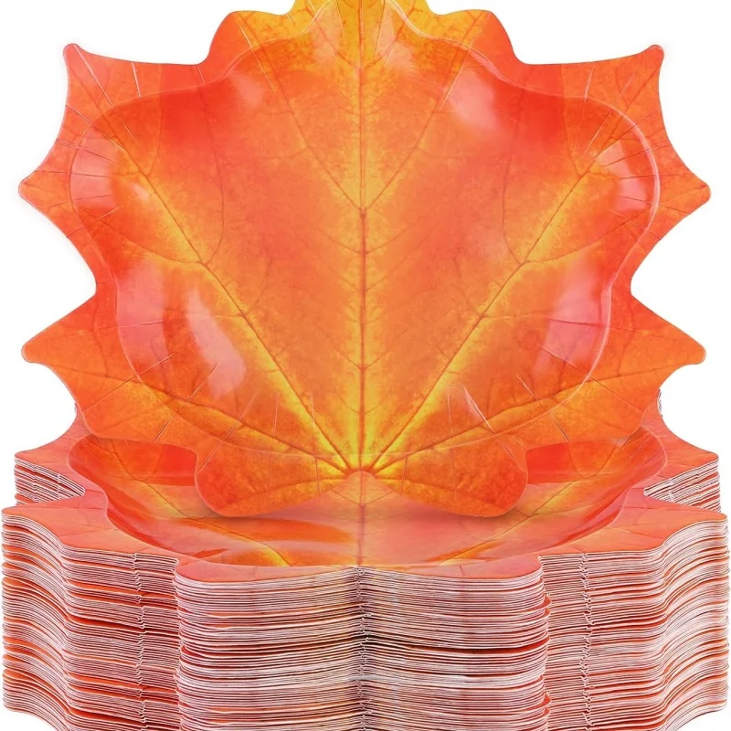 8PCS Thanksgiving Pappteller Ahornblätter geformte Partyteller Einweg Herbst Herbst Teller für Thanksgiving Party