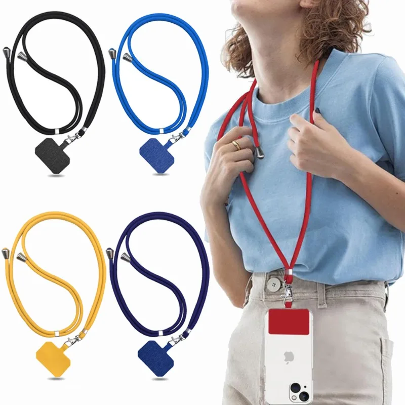 1.5mm Colorful Phone Lanyard with Patch Adjustable Mobile Phone Hanging Rope Neck Straps Anti-lost Lanyards