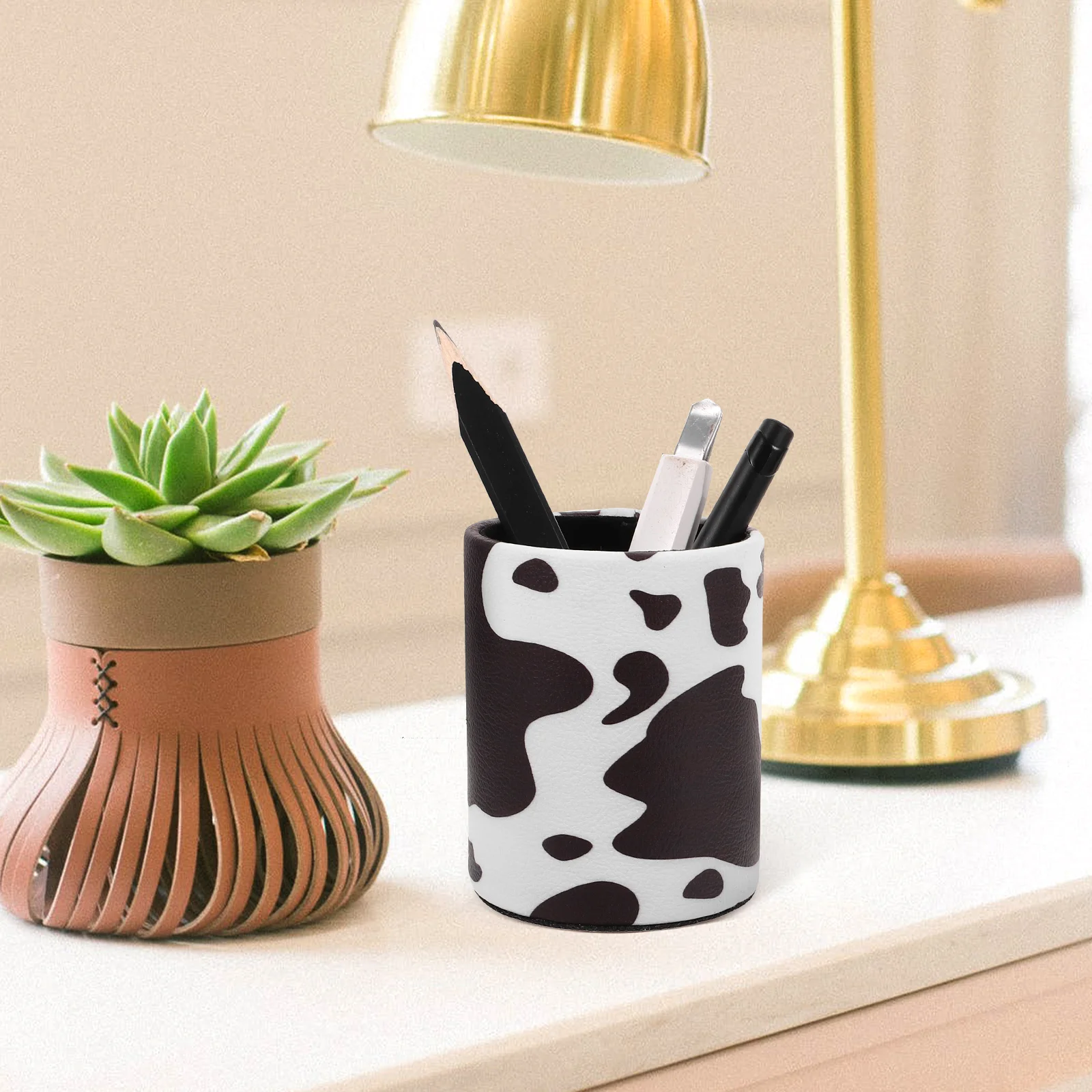 

Retro 1 Pen Holder Desk Stationery ganizer Brush Holder Brush ganizer Makeup Storage Decorative Cow