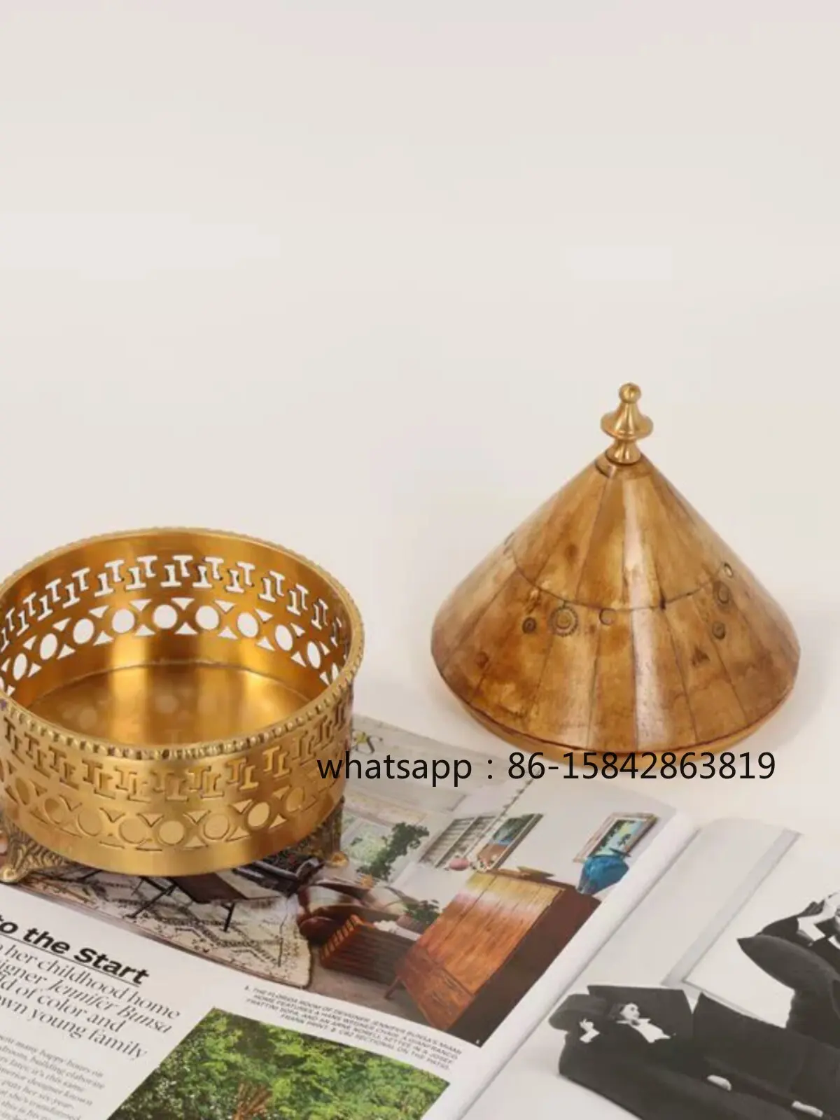 India Imported Brass Beef Bone Retro Jewelry Storage Tank Model Room Study Decoration Engraved Furnishings