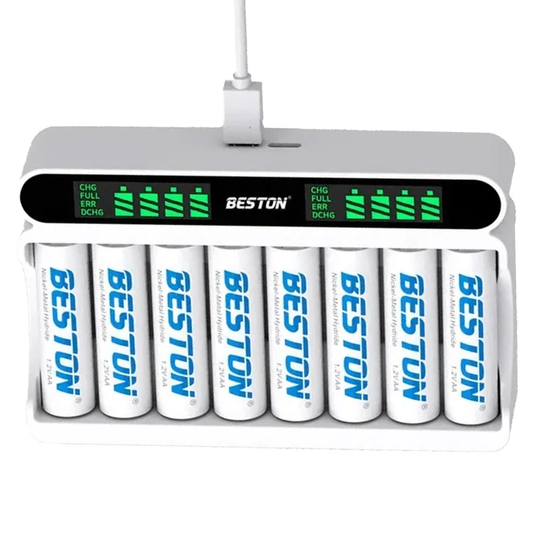 Fast Smart AA AAA Charger 8-Slot LCD Display Intelligent AA AAA Battery Charger for 1.2V AA AAA Ni-MH Rechargeable Battery