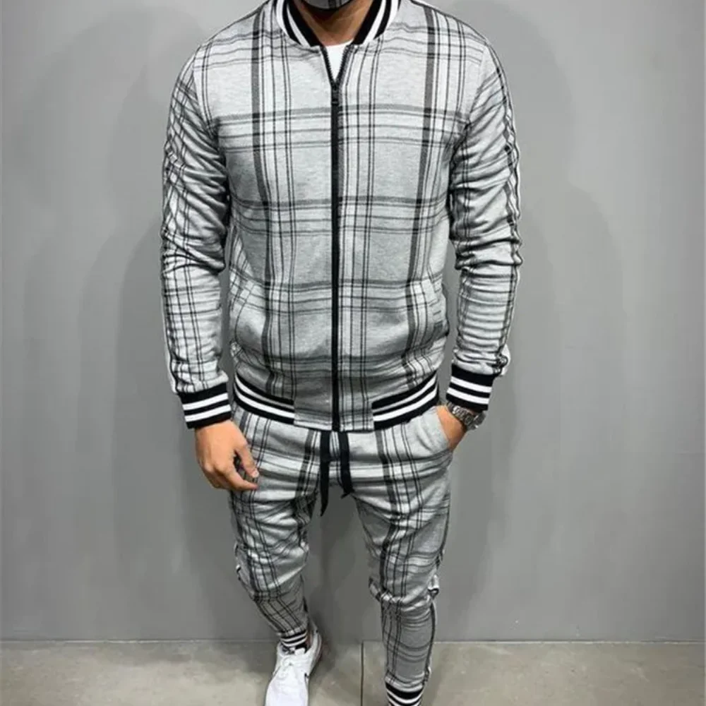 Plaid Printed Loose Suit Couple Clothes Fashion Tracksuit Grey Tracksuit Fullset Black Pink Faded Tracksuit Full Set Tracksuit