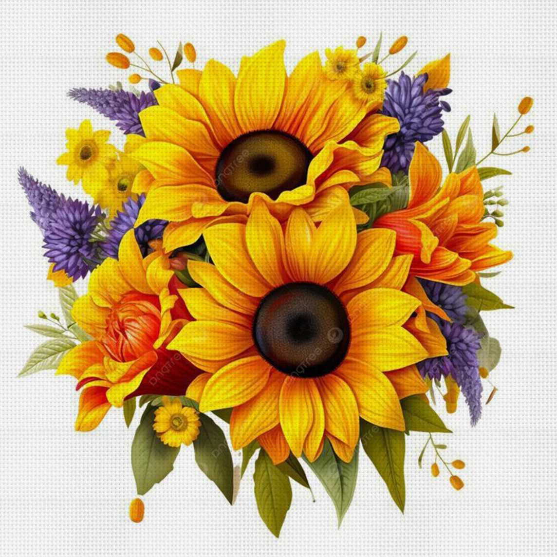 Kreuzstich-Set mit sonnengesündernden Blumen, DIY 11CT Stickerei, Heimwanddekoration, Geschenk, handgefertigtes Material, rahmenlos, halbfertig, 36×36cm