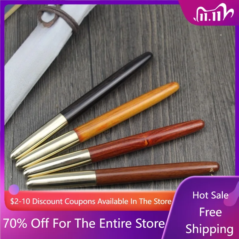 

Ebony + Brass Fountain Pen High-grade Solid Wood Signing Pen Student Adult Writing Pen School Teacher Student Writing Stationery
