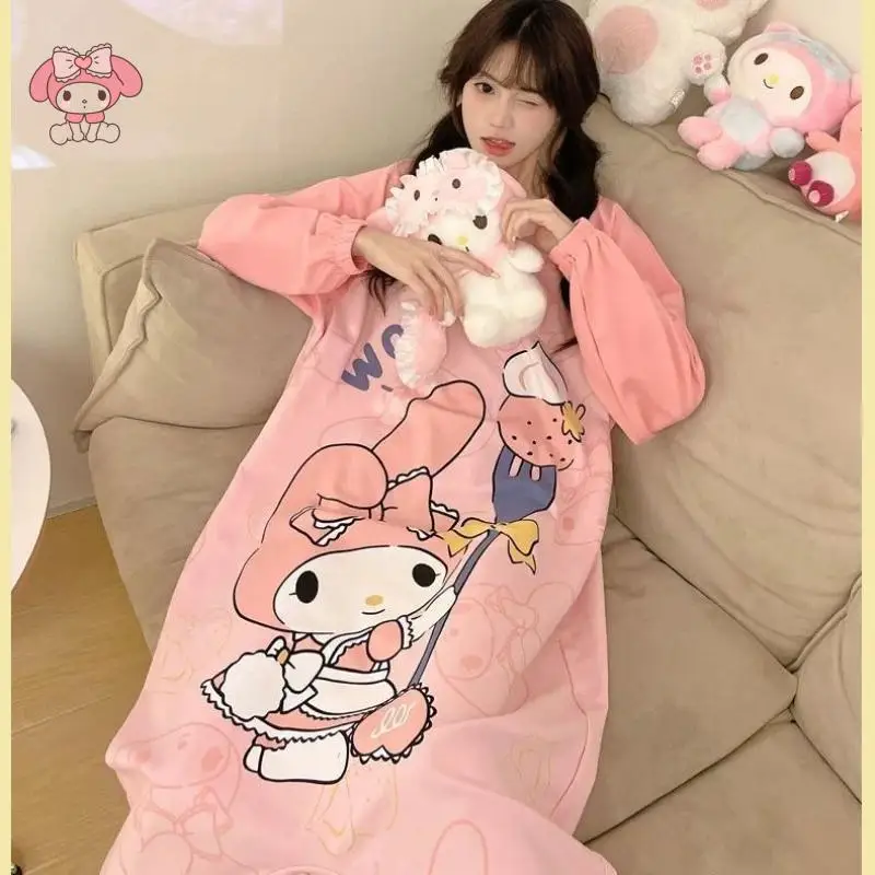 سانريوس الكرتون منامة بلدي ميلودي لطيف كيس النوم فتاة نمط جديد طالب موضة رقيقة فضفاضة مريحة ملابس المنزل غير رسمية #5