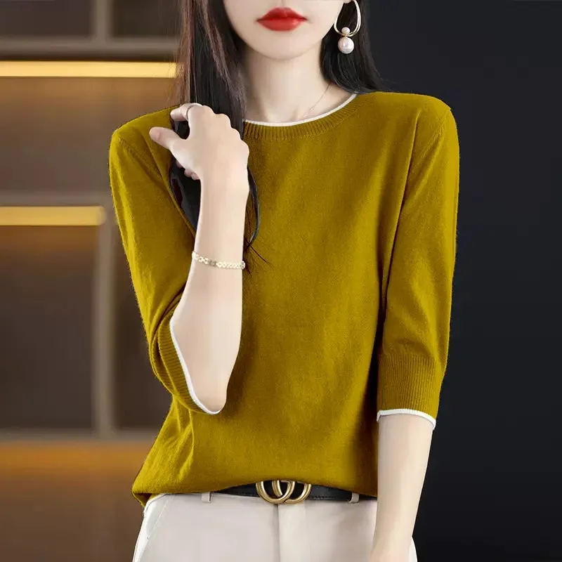 Womens Sweaters Spring Autumn O-neck Knitted Pullovers Loose Bottoming Shirt Cashmere Fashion Jumper Shirt Pull Femme