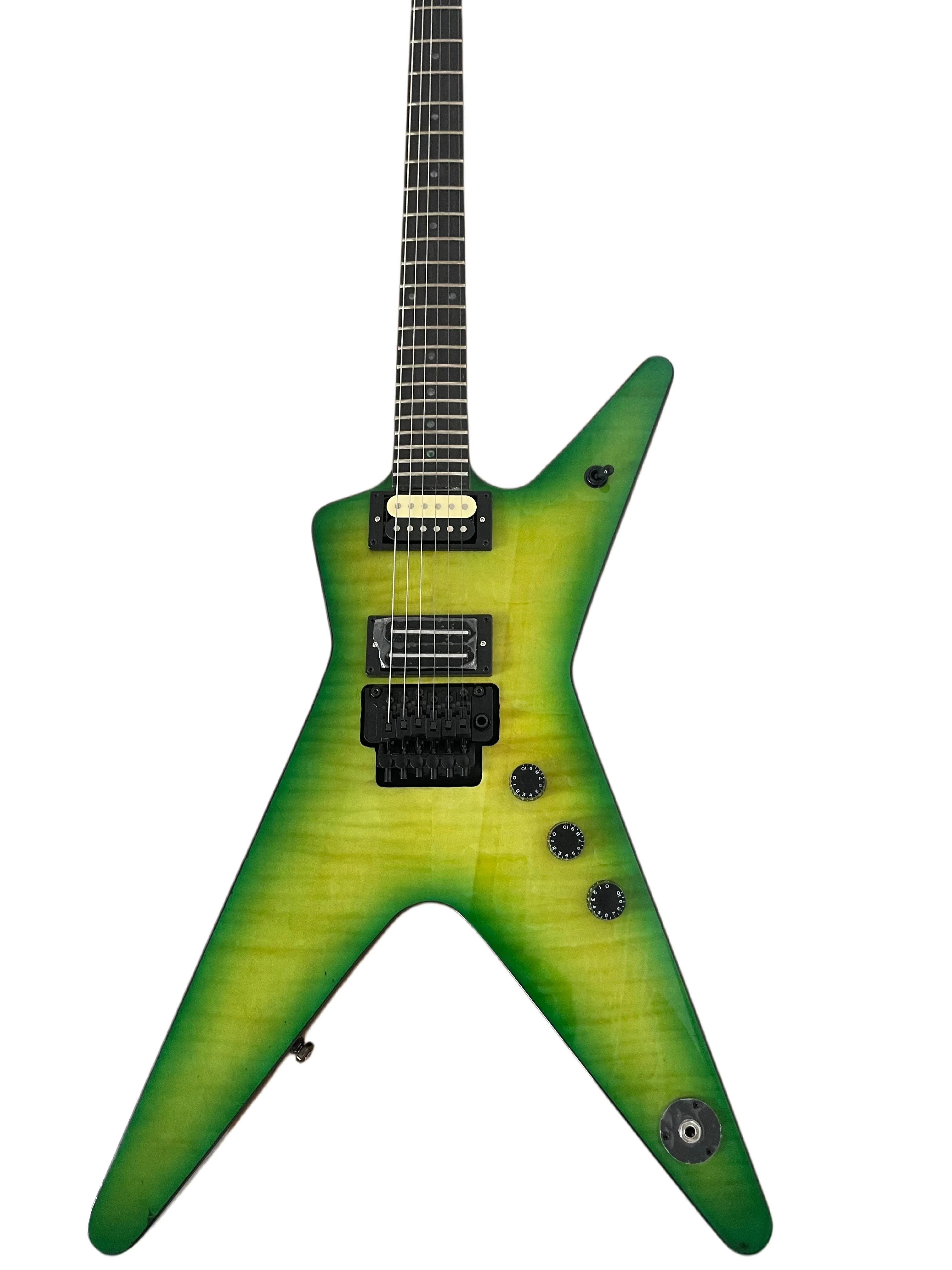 Dimebag ML Electric Guitar Flame Maple Top FloydRose Vibrato Green Guitar