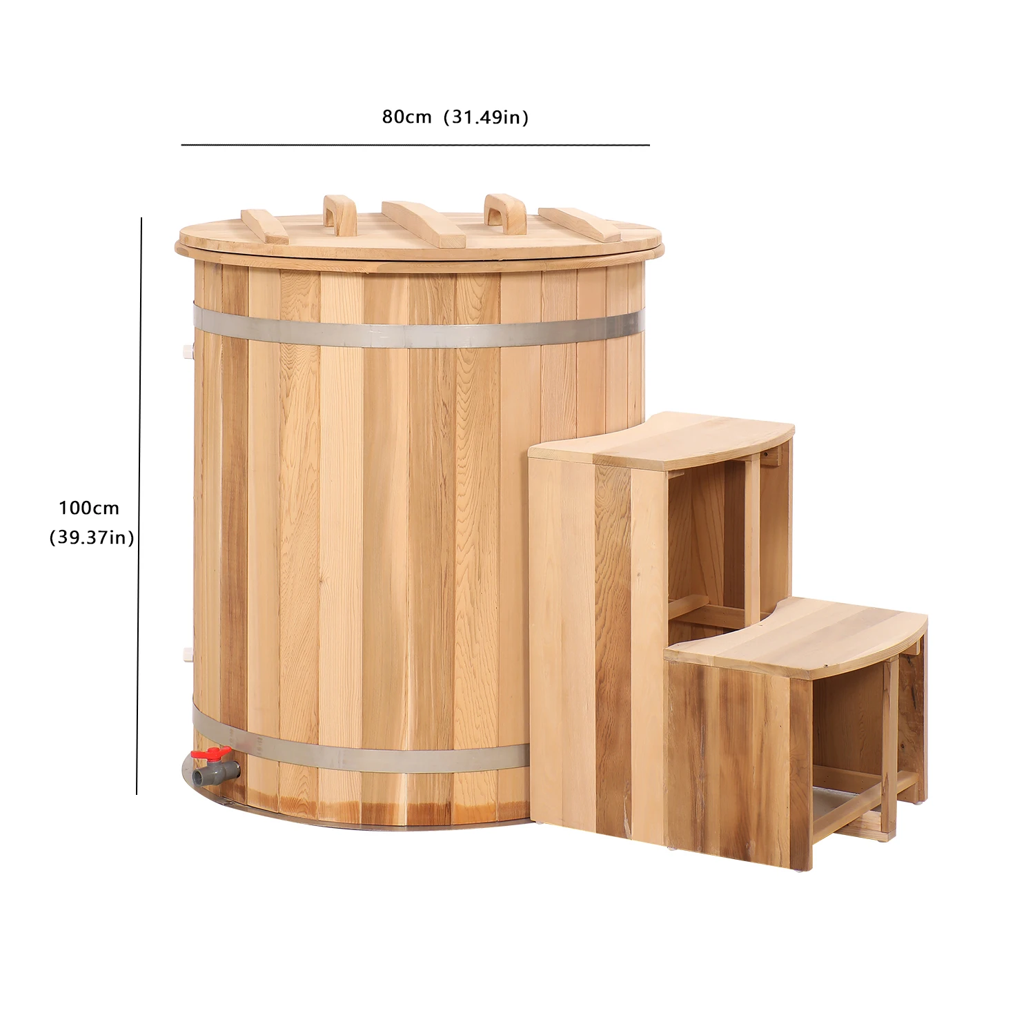 Hot Selling Cedar Wooden Ice Tub Cold Plug Freestanding Bathtub with Chiller