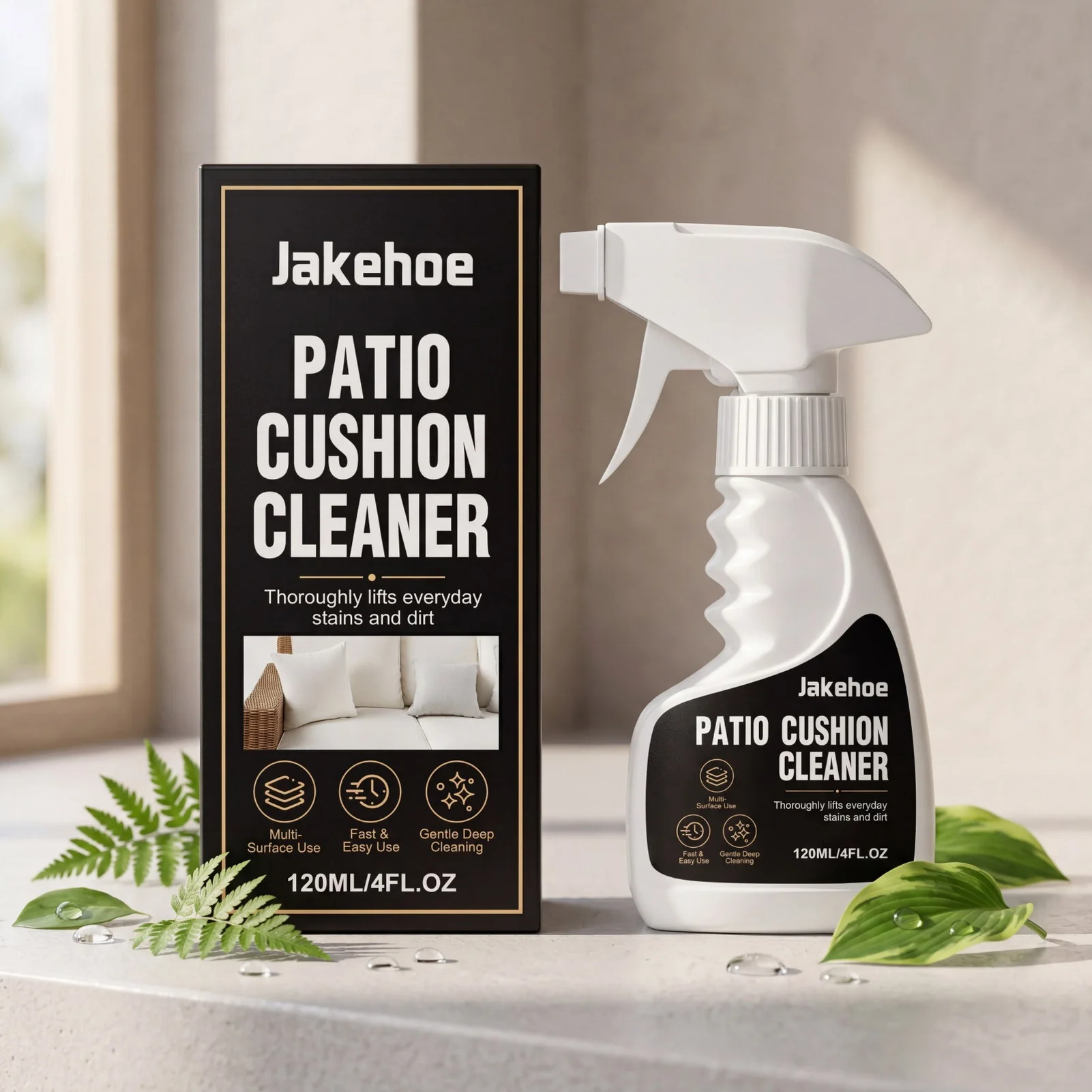 Deep Cleaning Patio Cushion Cleaner Fast Drying Stain Remover for Outdoor Furniture Fabric Seats Residue Free 120ml Spray