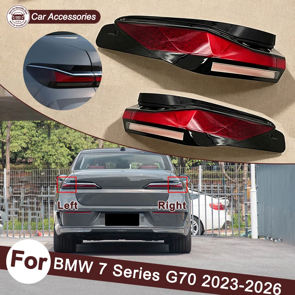 For BMW 7 Series G70 2023-2026 Rear Taillight Cover Transparent Shade Lamp Taillamp Shell Plexiglass Replace Original Lampshade